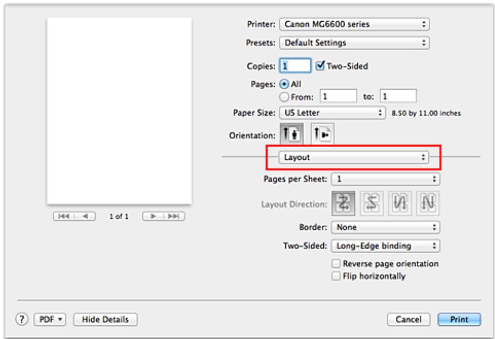 CANON LBP 6600 - Select Layout from the pop-up menu on the Print Dialog - 1