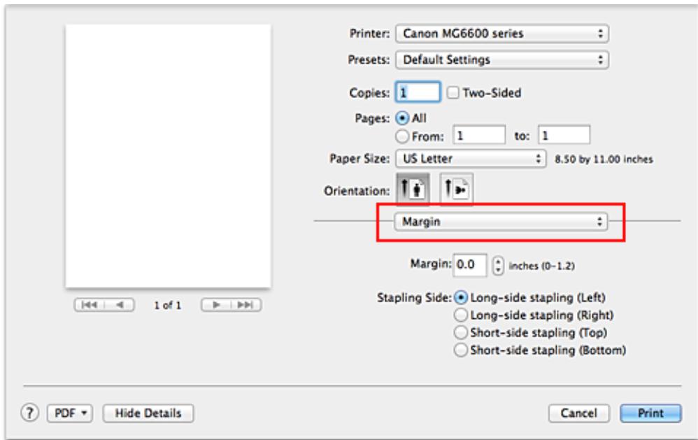 CANON LBP 6600 - Select Margin from the pop-up menu on the Print Dialog - 1