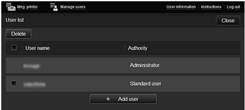 CANON LBP 6600 - Manage users button - 1