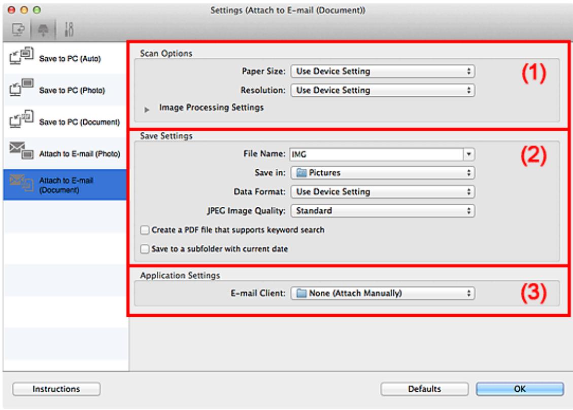 CANON LBP 6600 - Settings (Attach to E-mail (Document)) Dialog - 1