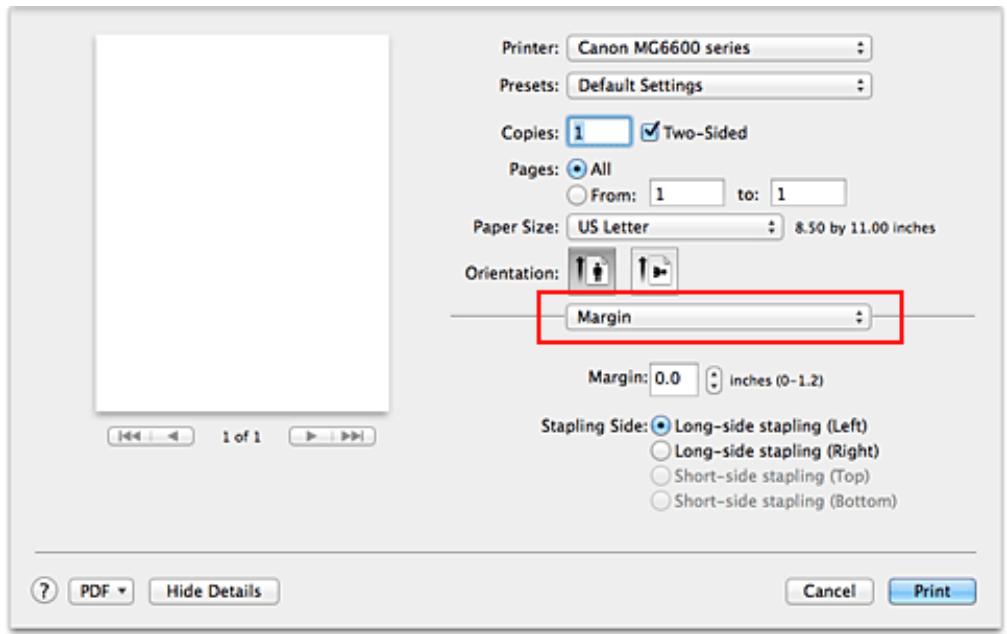 CANON LBP 6600 - Select Margin from the pop-up menu on the Print Dialog - 1