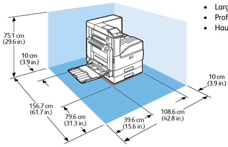 XEROX VERSALINK C7000N - Espace de dégagement pour la configuration avec module à magasin unique - 1