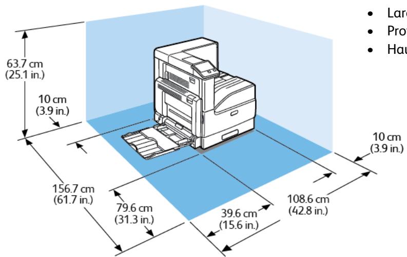 XEROX VERSALINK C7000N - Espace de dégagement requis pour le modèle de base - 1