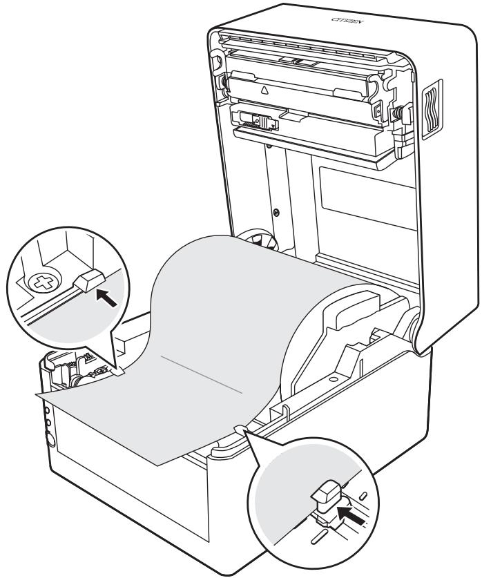 CITIZEN CL-E300 - Make sure the media is in abutment with the left media guide and then adjust the position of the right media guide in accordance with the media width. - 1
