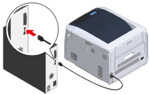 OKI C834DNW - Connexion d'un cable USB - 5