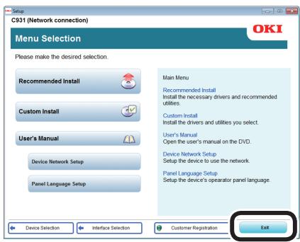 OKI PRO9541DN - Cliquer [Terminer (Exit)] dans le menu pour terminer. - 1