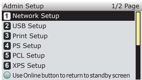OKI PRO9541DN - Appuyer sur le défilement ▼ plusieurs fois pour sélectionner [Configuration admin. (Admin Setup)], puis appuyer sur [OK (OK)]. - 3