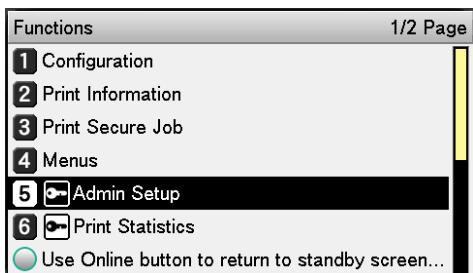 OKI PRO9541DN - Appuyer sur le défilement ▼ plusieurs fois pour sélectionner [Configuration admin. (Admin Setup)], puis appuyer sur [OK (OK)]. - 1