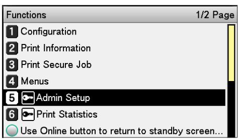 OKI PRO9541DN - Sélectionner [Configuration admin. (Admin Setup)], et appuyer sur [OK (OK)]. - 1