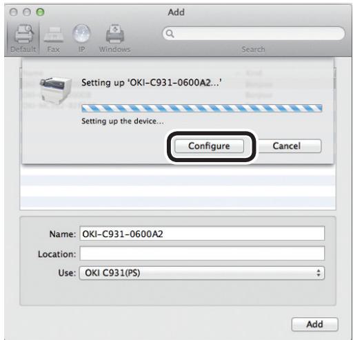 OKI PRO9541DN - Cliquer [Configurer (Configure)] sur l'écran suivant. Si l'unité de bac d'extension en option a été montée sur l'appareil, vous pouvez changer le nombre de bacs. - 1