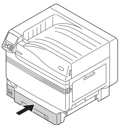 OKI PRO9541DN - Utiliser le guide pour sécuriser le papier. 6 Remettre la cassette de papier dans le bac. - 1