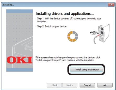 OKI PRO9541DN - Quand l'écran suivant est affiché au cours de l'installation, connecter l'appareil et le PC avec un câble USB, puis activer l'appareil. - 1