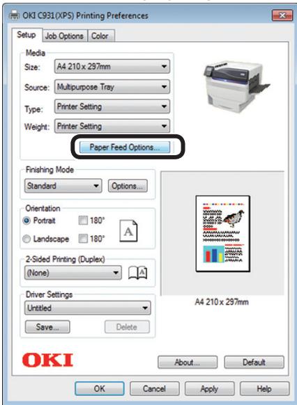 OKI PRO9541DN - Cliquer [Paper Feed Options (Options d'introduction du papier)]. - 1