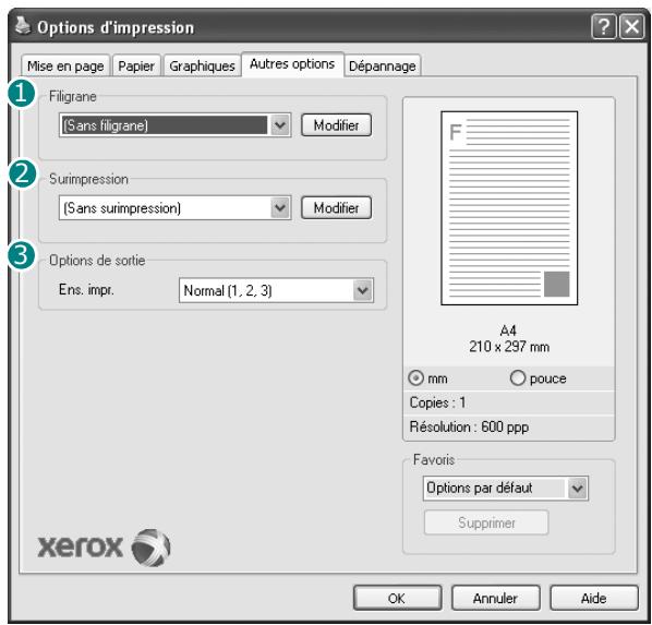 XEROX PHASER 3300MFPV/X - Onglet Autres options - 1