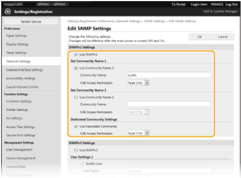 CANON LBP233DW - Specify SNMPv1 settings. - 1