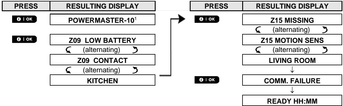 VISONIC POWERMASTER 30 - Displaying Trouble Information - 1