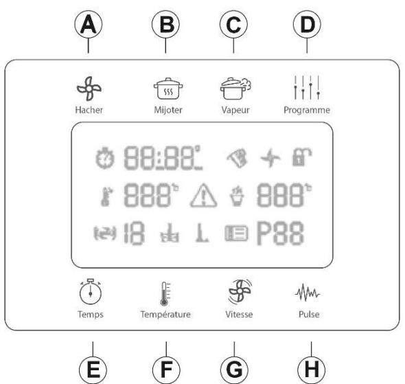 COMPACT COOK DELUXE - L'écran est doté de 8 boutons tactiles pour accéder à toutes les fonctions - 1