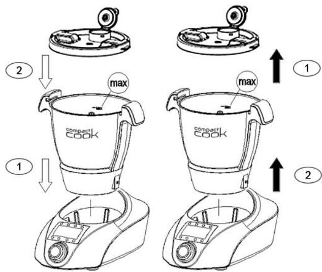 COMPACT COOK ELITE - Verrouiller le bol et le couvercle - 1
