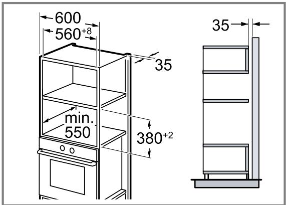 BOSCH BFL524MS0 - Cotes d'encombrement dans le placard vertical - 1