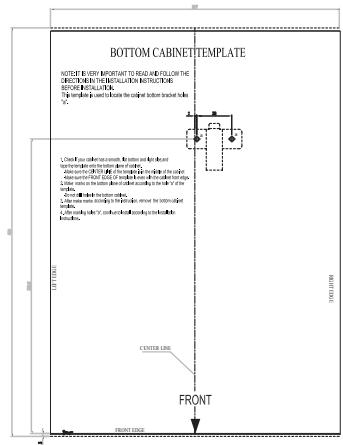 BOTTOM CABINET TEMPLATE NOTE TO BE IT IS IMPORTANT TO READ AND FOLLOW THE DESCRIPTION OF THIS MEDIUM. ALL ITEMS ARE BEET-NO. 1000000. FOR EACH SHEET IS USED IN THE ORDER BY: (1) BACK SHEET, 2000000. FOR EACH SHEET IS USED IN THE ORDER BY: (2) BACK SHEET, 2000000. CORNY LINE CENTER LINE FRONT TOP TICKLE TOP CABBAGE