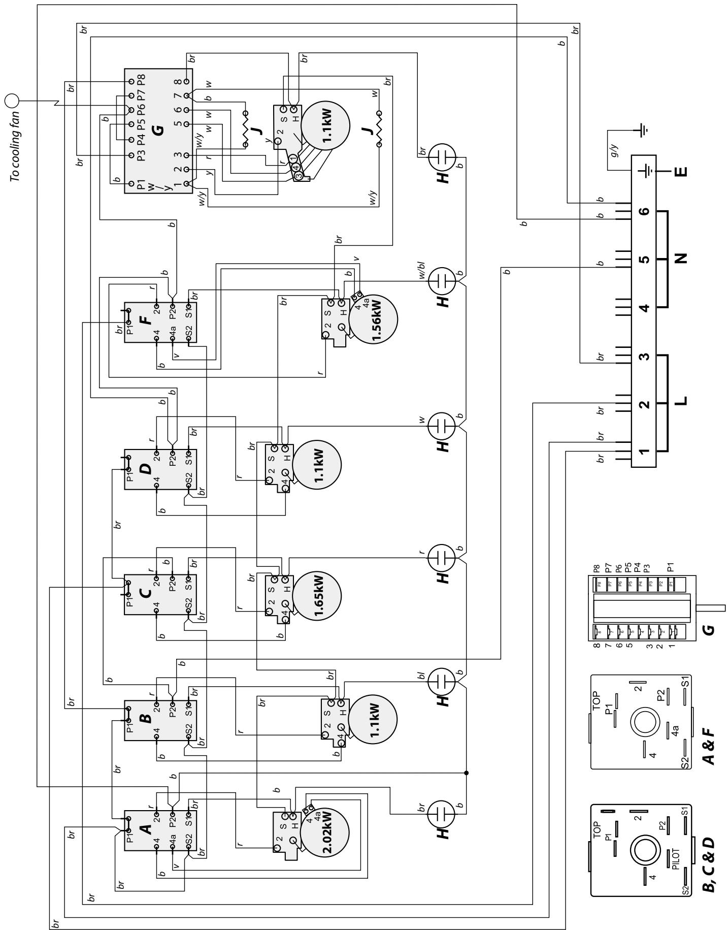 FALCON CLASSIC 110 CERAMIC - Key to Ovens Circuit Diagram - 1