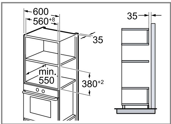 BOSCH BFL520MB0 - BFL520MS0 - BFL520MB0 - BFL520MS0-B - BFL520MB0-B - Cotes d'encombrement dans le placard vertical - 1