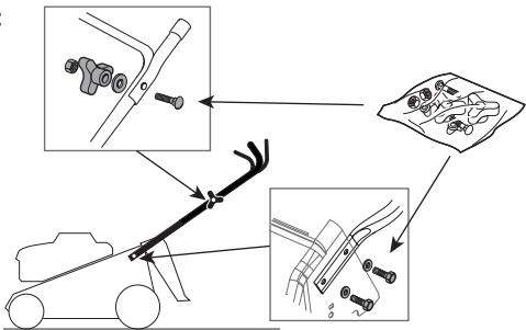 Diagram illustrating mechanical assembly steps with labeled components and directional arrows