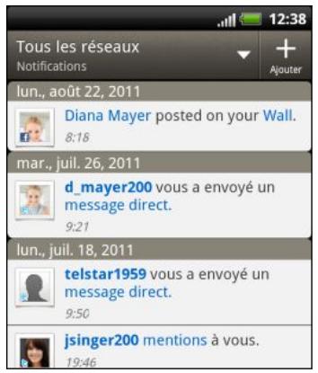 HTC RHYME - Consulter les notifications de vos réseaux sociaux - 1