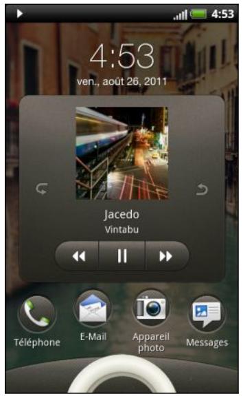 HTC RHYME - Écouter de la musique depuis l'écran de verrouillage - 1
