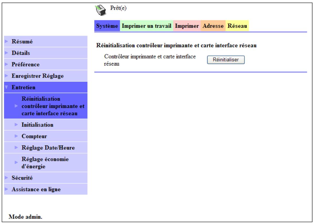 KONICA MINOLTA SCAN 226 - [Système] - [entretien] - [réinitialisation contrôleur imprimante et carte interface réseau] - 1