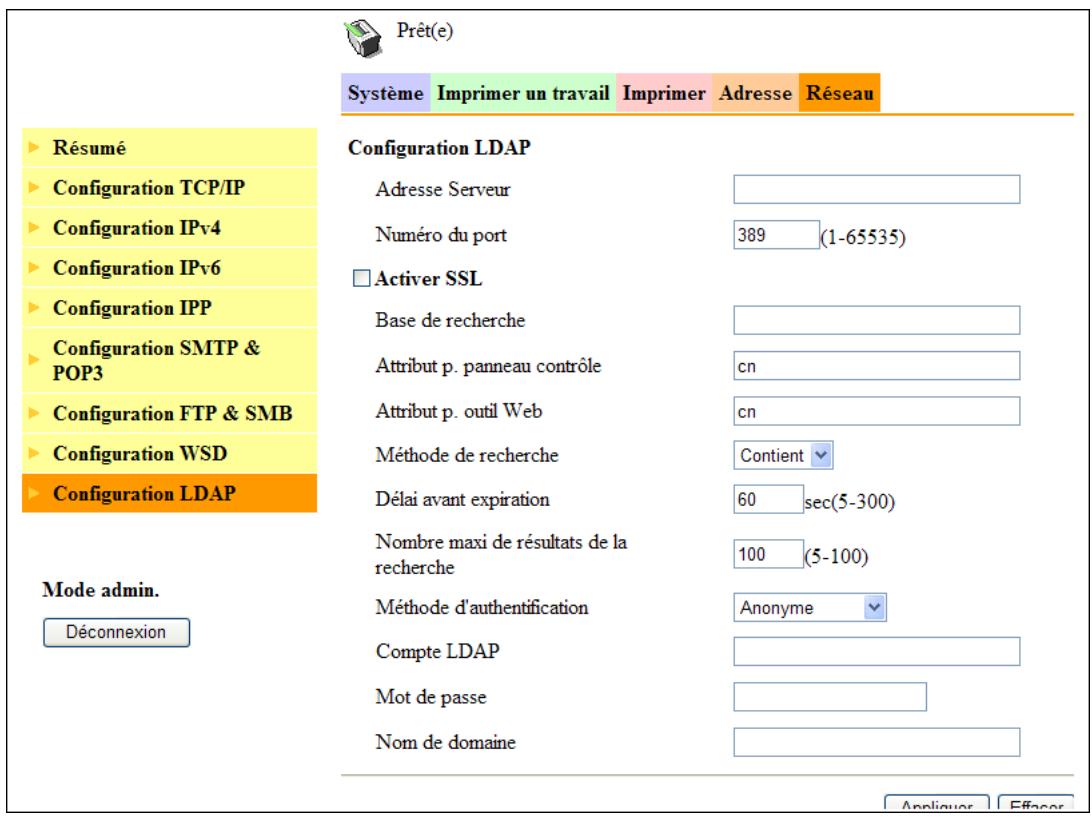KONICA MINOLTA SCAN 226 - [Réseau] - [configuration LDAP] - 1