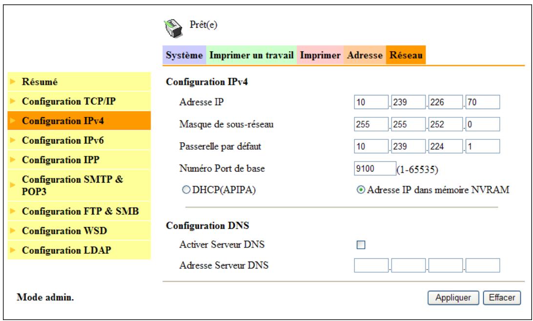 KONICA MINOLTA SCAN 226 - [Réseau] - [configuration IPV4] - 1