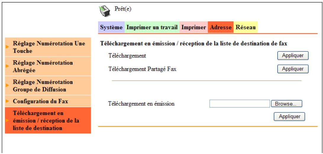 KONICA MINOLTA SCAN 226 - [Adresse] - [téléchargement en émission/reception de la liste de destination] - 1