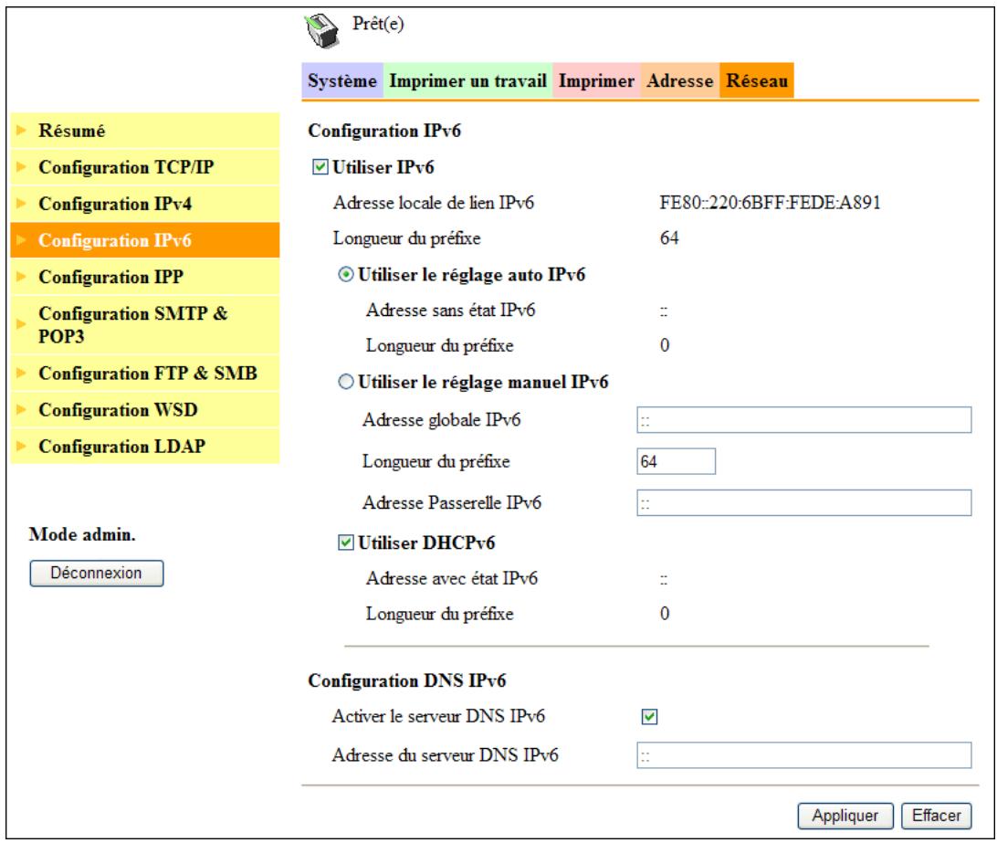KONICA MINOLTA SCAN 226 - [Réseau] - [configuration IPV6] - 1