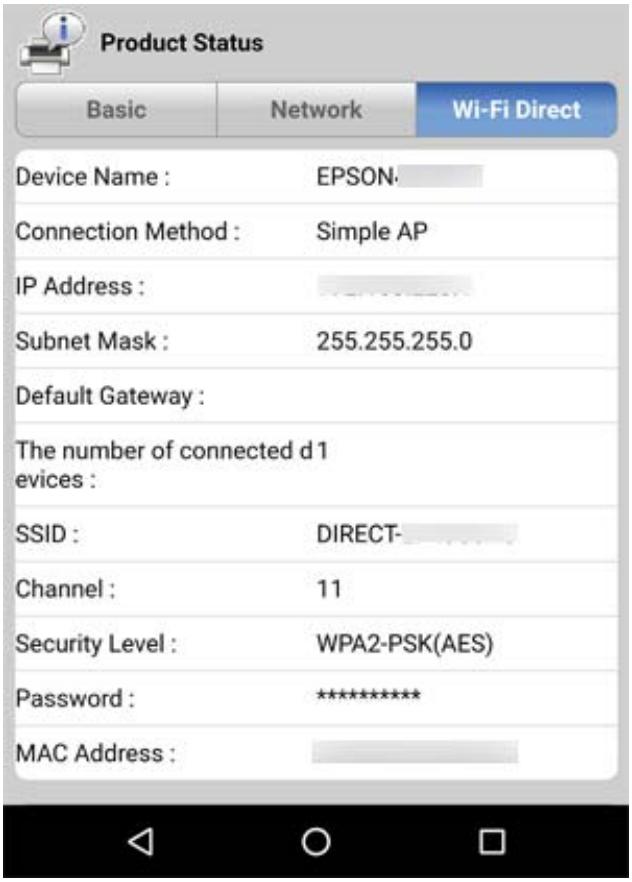 EPSON ECOTANK ET-2711 - Écran d'état du produit pour web config - 1