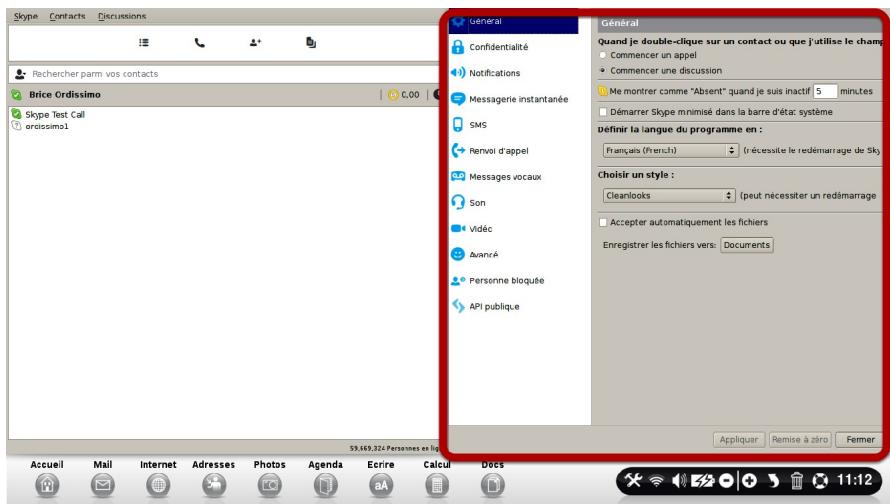 ORDISSIMO LE NUMERO 2 - Voici la page de vos contacts. Cliquez dans Options - 2