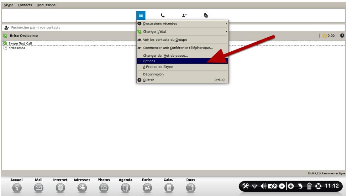 ORDISSIMO LE NUMERO 2 - Voici la page de vos contacts. Cliquez dans Options - 1