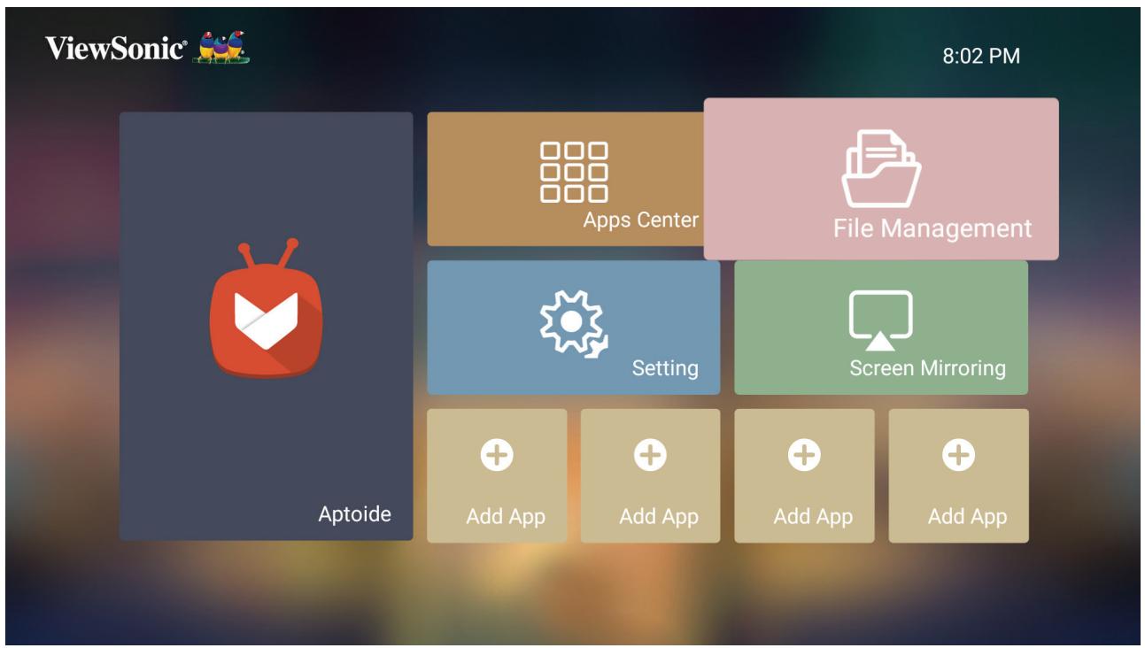 VIEWSONIC M2 - Sélectionner : Home (Accueil) > File Management (Gestion de fichiers). - 1