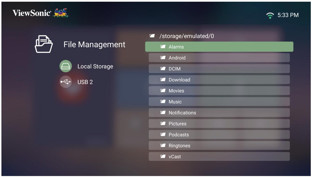 VIEWSONIC M2 - Sélectionner : Home (Accueil) > File Management (Gestion de fichiers). - 2
