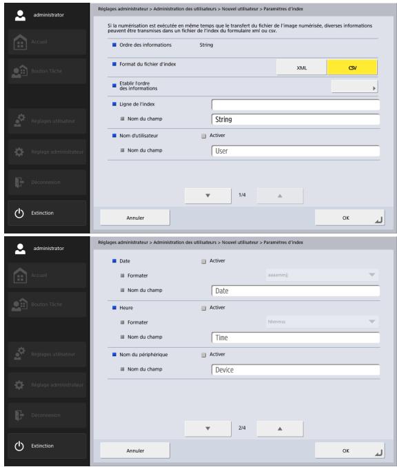 CANON IMAGEFORMULA SCANFRONT 400 - Paramètres d'index - 1