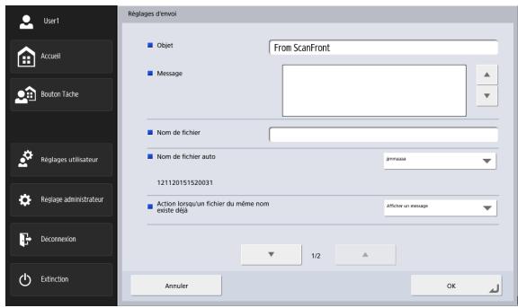 CANON IMAGEFORMULA SCANFRONT 400 - Réglages d'envoi - 1