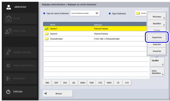 CANON IMAGEFORMULA SCANFRONT 400 - Suppression d'adresses - 1
