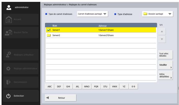 CANON IMAGEFORMULA SCANFRONT 400 - Réglages du carnet d'adresses - 1