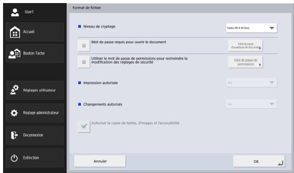 CANON IMAGEFORMULA SCANFRONT 400 - Réglages de sécurité pour les fichiers PDF - 1