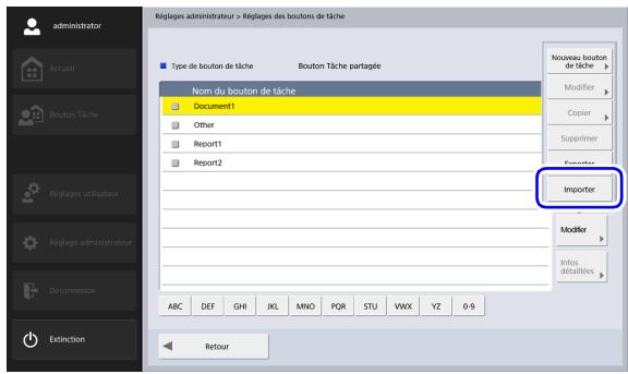 CANON IMAGEFORMULA SCANFRONT 400 - □ Importation des boutons de tâche - 1