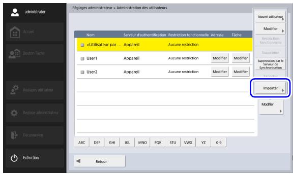 CANON IMAGEFORMULA SCANFRONT 400 - □ Importation d'utilisateurs - 1