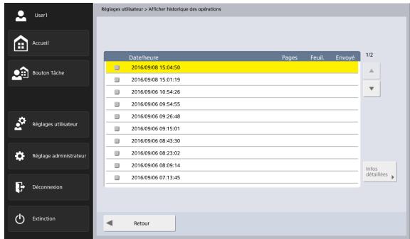 CANON IMAGEFORMULA SCANFRONT 400 - □ Afficher l'historique des opérations - 1