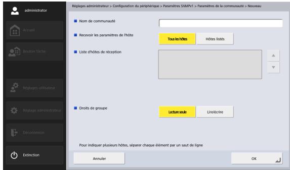 CANON IMAGEFORMULA SCANFRONT 400 - Paramètres de la communauté SNMP - 2