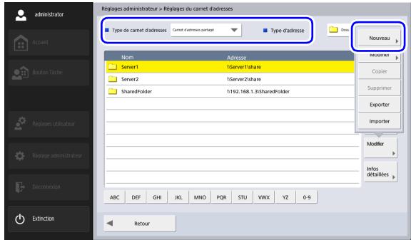 CANON IMAGEFORMULA SCANFRONT 400 - Enregistrement d'une nouvelle adresse - 1