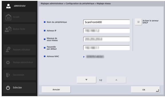 CANON IMAGEFORMULA SCANFRONT 400 - Réglages réseau - 1